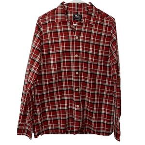 Women's RLX Polo Sport Plaid Shirt M Red White 100% Cotton Long Sleeve